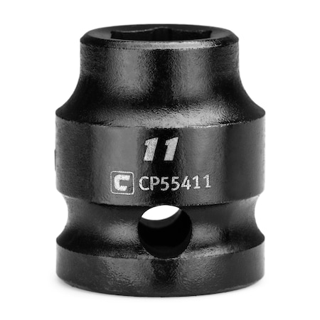 Capri Tools 1/2 in Drive 11 mm 6-Point Metric Stubby Impact Socket CP55411